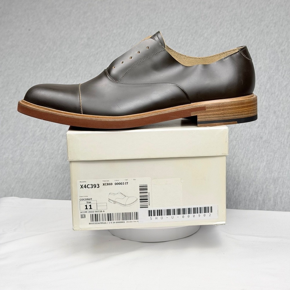Emporio Armani Mens Coconut Brown Leather Cap Toe Oxford Shoes X4C393 Size‎ 11